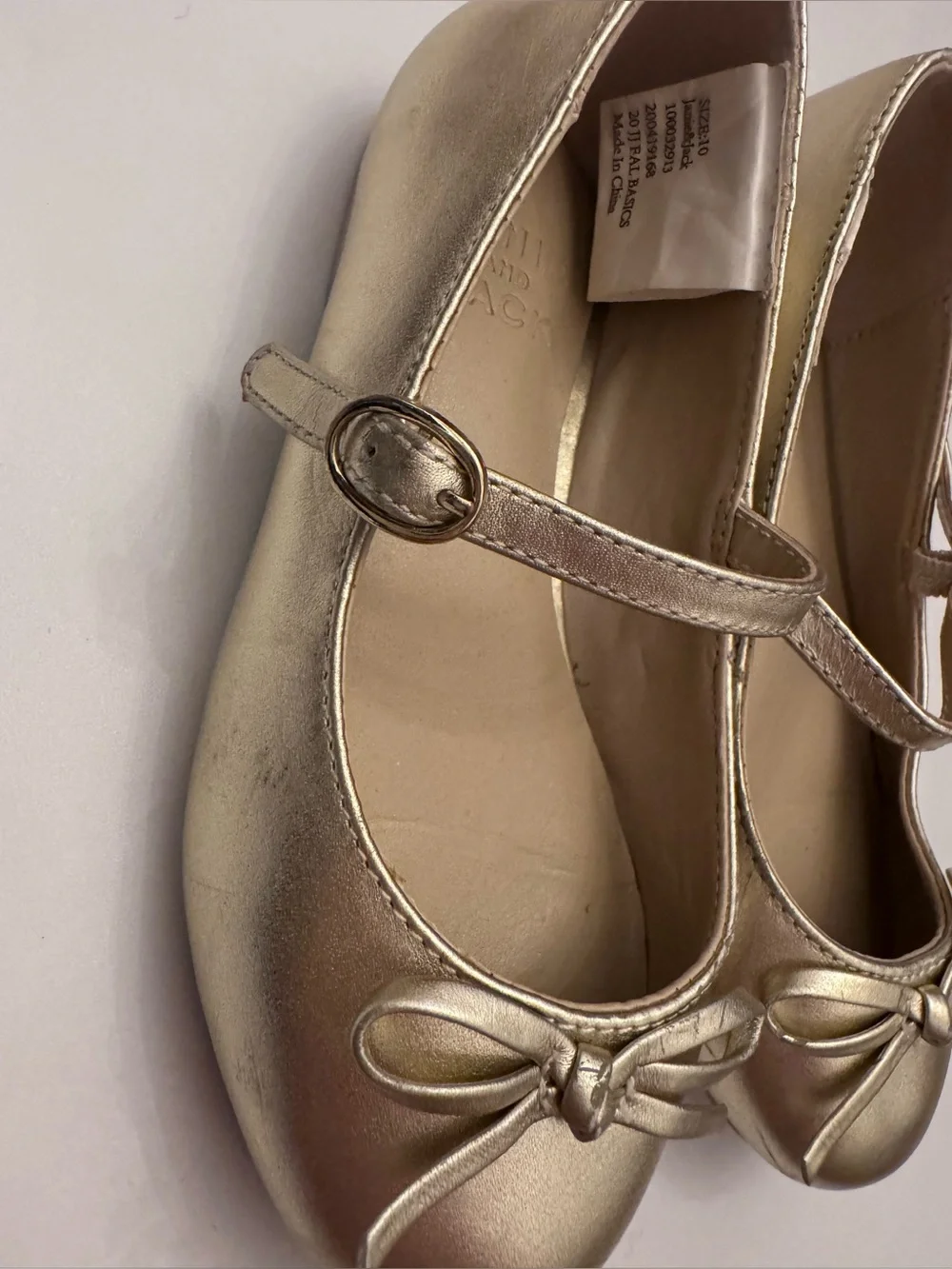 Janie and Jack Metallic Gold Mary Jane Ballet Flats with Bow 10